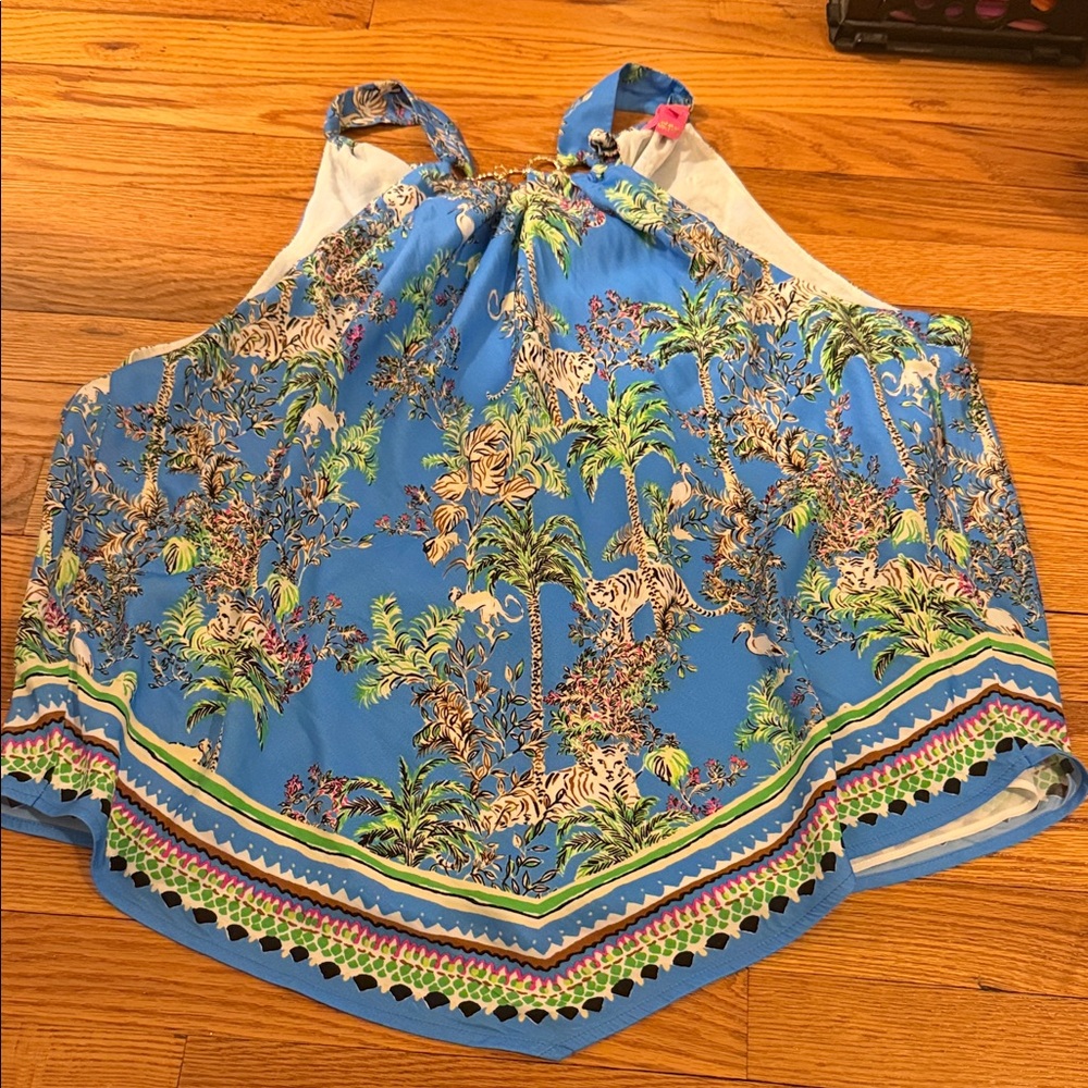 Lilly Pulitzer Blue Tropical Print Tank Top